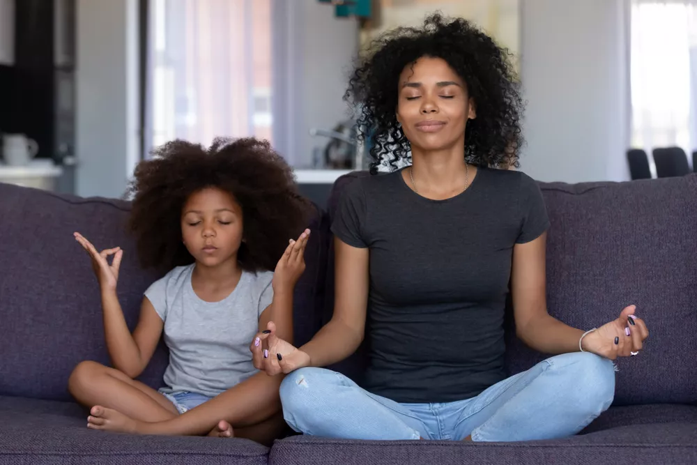 Family relaxing after planning finances